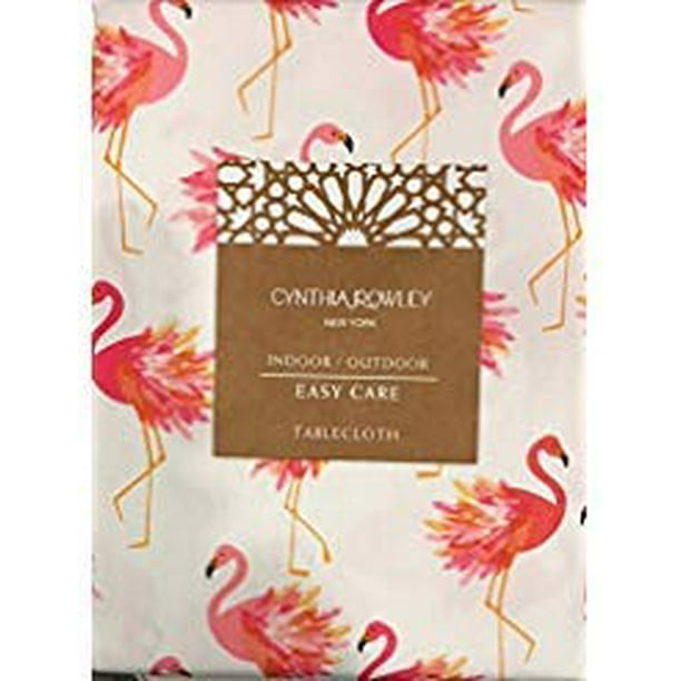 Cynthia Rowley Indoor/Outdoor Fabric Tablecloth Featuring Pink Flamingos 60 x 84 Easy Care Polyester Cynthia Rowley Indoor/Outdoor Fabric Tablecloth Featuring Pink Flamingos 60 x 84 Easy Care Polyester